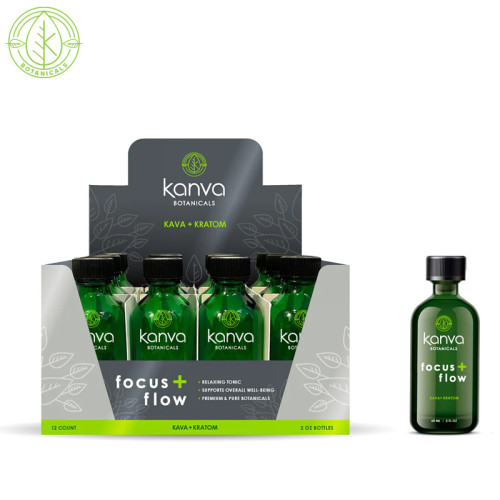 Kanva Botanicals Focus & Flow Kava Kratom Blend Shot 2oz/12ct/Display